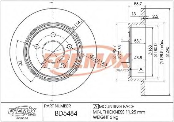 FREMAX BD-5484 Brake Disc